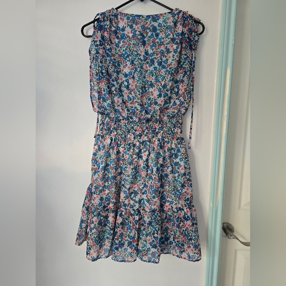 BCBG Paris Layered Chiffon Floral Print Ruffle Mini Summer Dress Women Size S - Picture 6 of 16